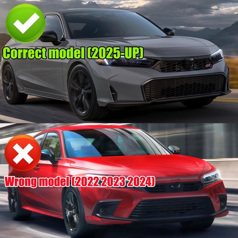 Sts.Ev01 Front Bumper Lip Splitter Spoiler Fit for Honda Civic Hatchback/Sedan/LX/Sport/Si/Hybrid/Touring 2025 2026, 3pcs Air Dam Chin Body Kit Underbody Lip Accessories (Carbon Fiber Style) - Image 3